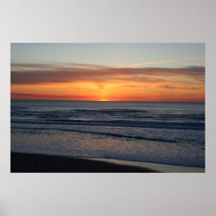 Coucher de soleil sur les affiches de l'océan Paci