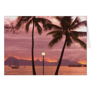 Coucher de soleil sur Moorea depuis la plage de So