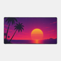 Coucher de soleil synthwave rétro