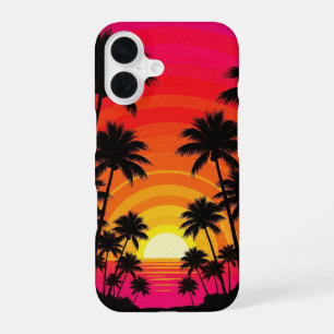 Coucher de Soleil Tropical Rétro iPhone 16 Case