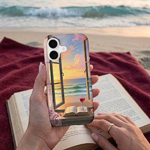 Coucher de soleil vue sur la fenêtre de la plage l