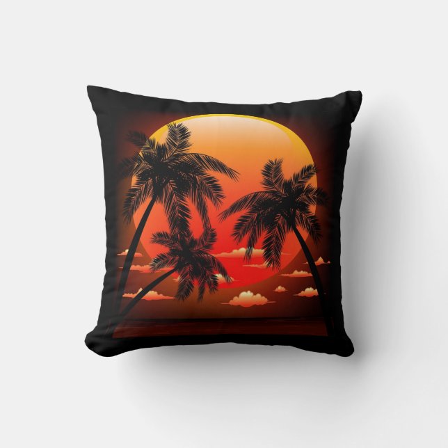 Coucher du soleil actuel chaud et coussin de (Recto)