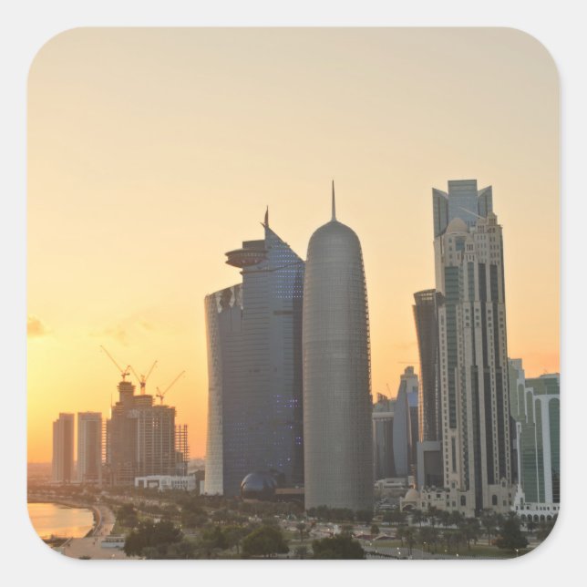 Coucher du soleil au-dessus de Doha, autocollant (Devant)