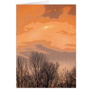 Coucher du soleil avec les arbres nus