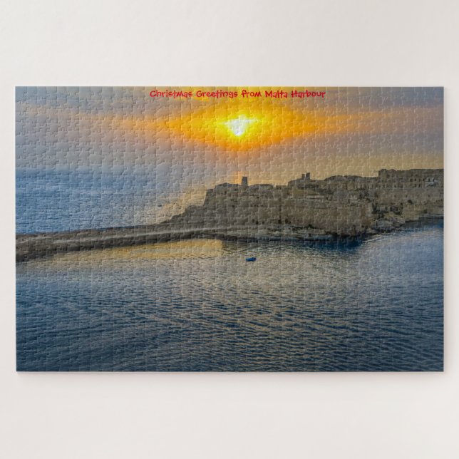 Coucher du soleil du port de Malte. Jigsaw Puzzle (Horizontal)