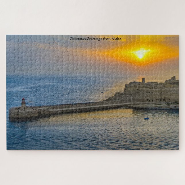 Coucher du soleil du port de Malte. Jigsaw Puzzle (Horizontal)