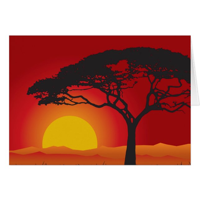 Coucher du soleil rouge de Briliiant sous l'arbre (Devant horizontal)