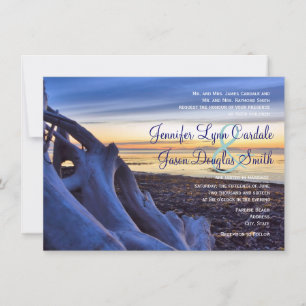 Coucher du soleil sur la plage Invitations de mari