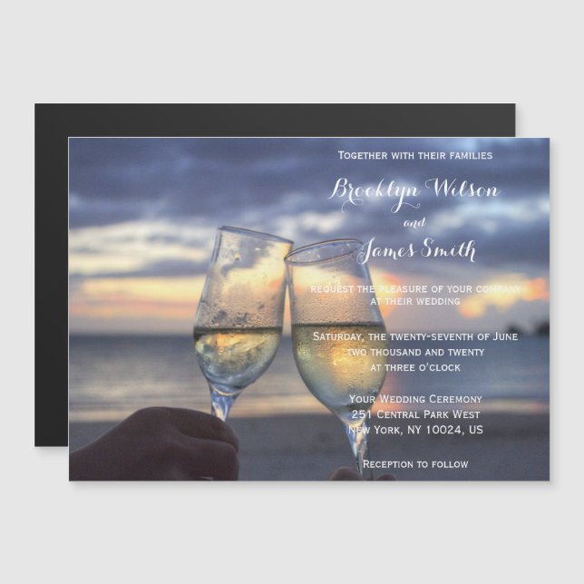 Coucher du soleil sur la plage Invitations de mari (Devant / Derrière)