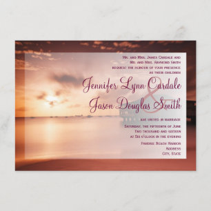 Coucher du soleil sur le port de plage Invitations