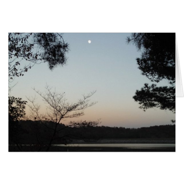 Coucher le soleil, lever la lune sur le lac Arrowh (Devant horizontal)
