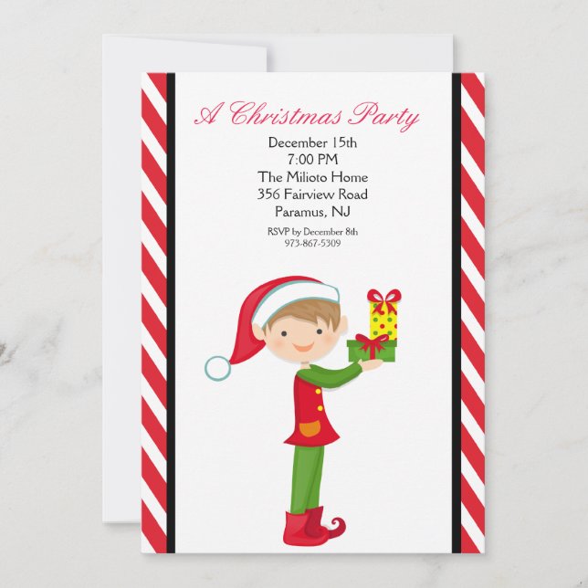 Coucou Elf avec un Invitation de Noël (Devant)