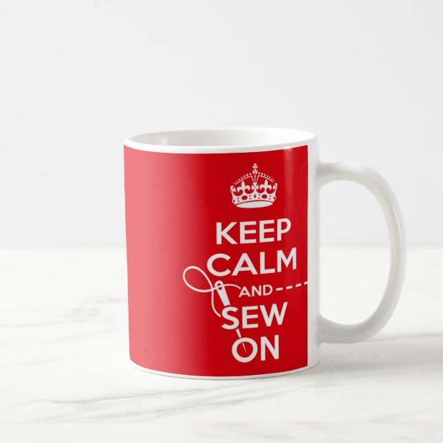 Coudre, Rouge Garder Calme Mug (Droite)