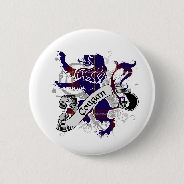 Cougan Tartan Lion 2 2 Inch Round Button (Front)