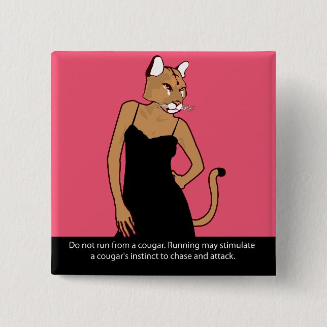 Cougar 2 Inch Square Button (Front)