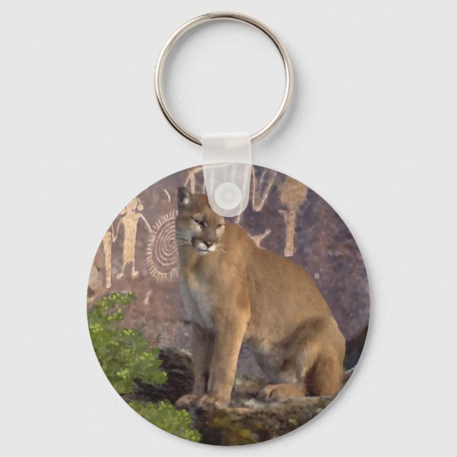 Cougar and Pictographs Keychain (Front)