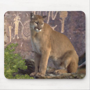 Cougar and Pictographs Mouse Pad