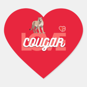 cougar animal love heart sticker