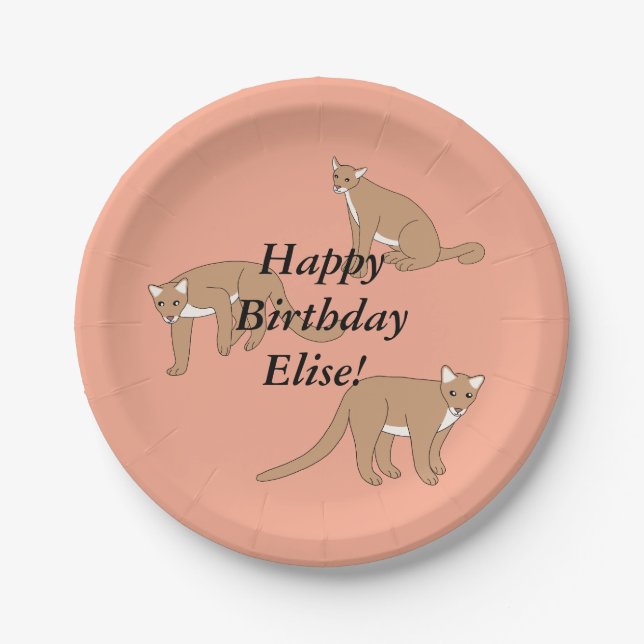 Cougar Birthday Paper Plate (Front)