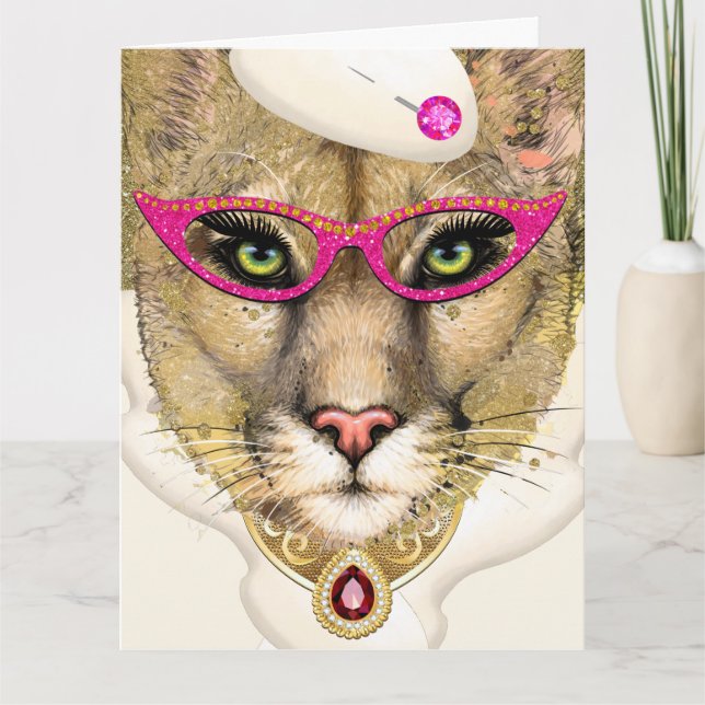 COUGAR - BIRTHDAY - SEE BACK Folded Greeting Card (Front)