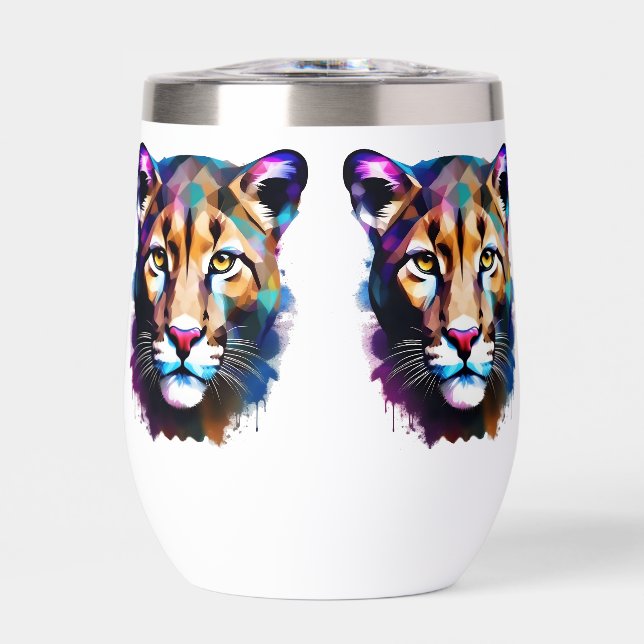Cougar Color Splash Abstract Art, (Front)