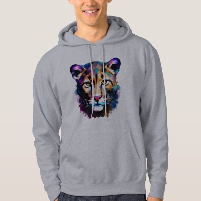 Cougar Color Splash Abstract Art, Hoodie (Front)