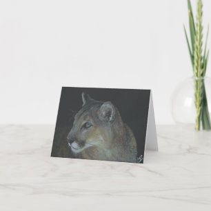 Cougar in Black, 4" x 5.6" Folded Note Card