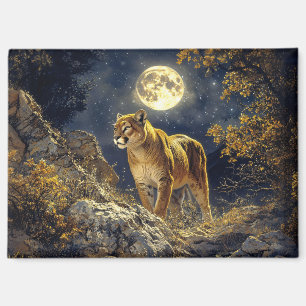 Cougar in the Moonlight Wildlife Art Magnet