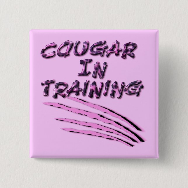 Cougar In Training Square Button (Front)
