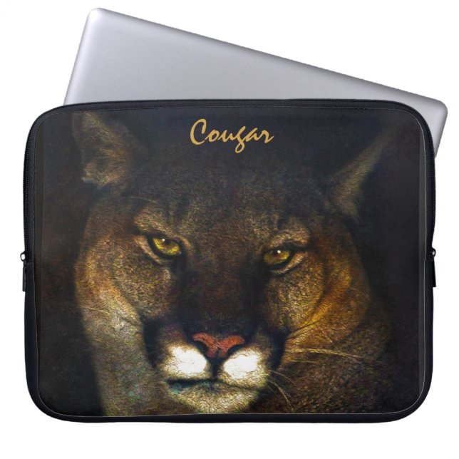 Cougar Mountain Lion Big Cat Art Design Laptop Sleeve (Front)