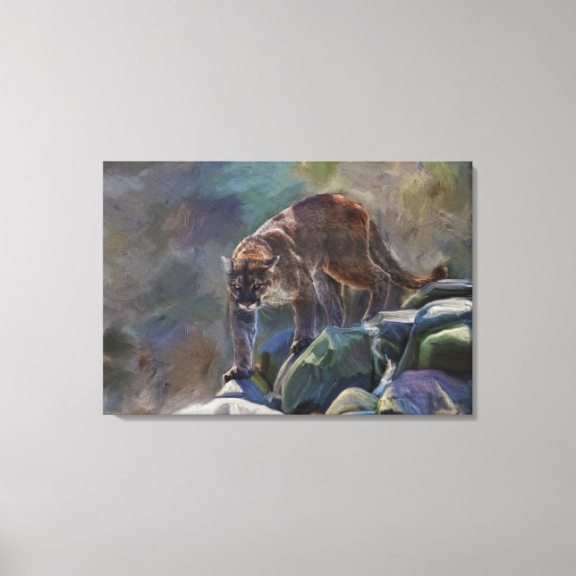 Cougar Mountain Lion Big Cat Painting 5 Canvas Print (Front)