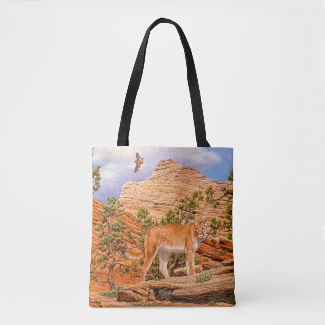 Cougar Mountain Lion In Zion National Park Tote Bag (Front)