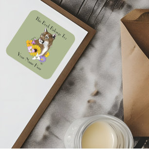 Cougar Mountain Lion Puma Flowers Square Sticker