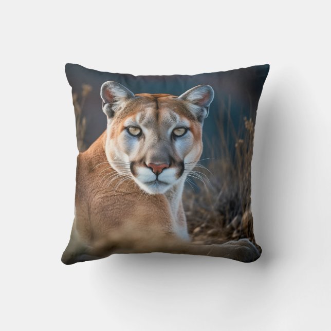 Cougar Mountain Lion Wildlife Nature Animal  Throw Pillow (Back)