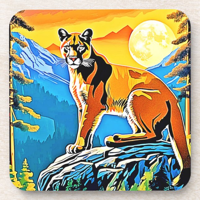 Cougar Peak: Mountain Majesty Art Coaster (Front)