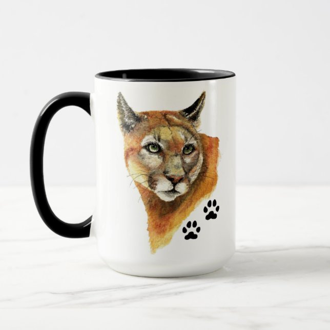 Cougar, Puma, Mountain Lion Animal Tracks Travel M Mug (Left)