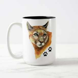 Cougar, Puma, Mountain Lion Animal Tracks Travel M Two-Tone Coffee Mug