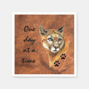 Cougar Puma Mountain Lion "One day at a Time" Napkin