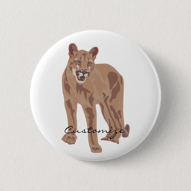 Cougar Puma Mountain Lion Thunder_Cove 2 Inch Round Button (Front)