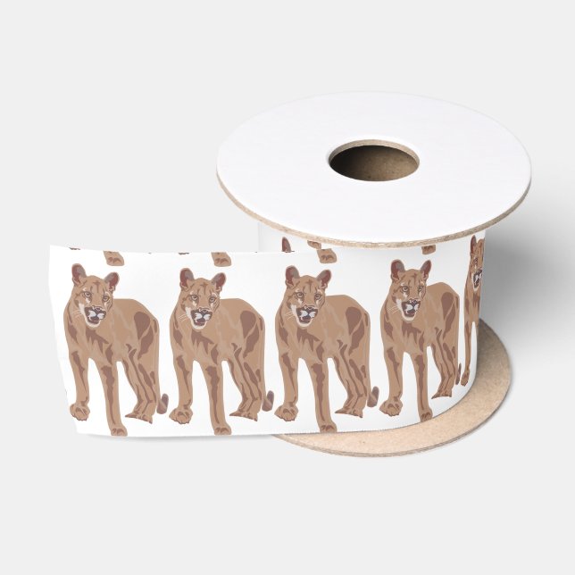 Cougar Puma Mountain Lion Thunder_Cove Satin Ribbon (Spool)