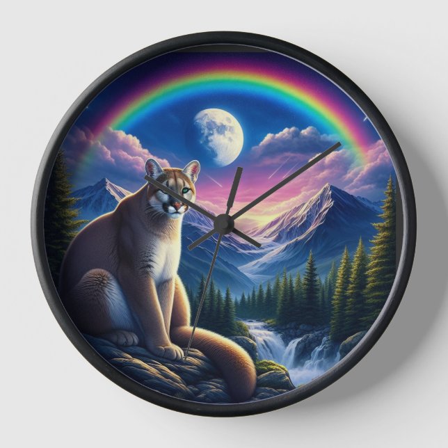 Cougar Rainbow Mountain View Clock (Front)