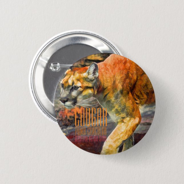 Cougar [Round Tin Badge] 2 Inch Round Button (Front & Back)
