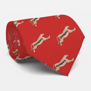 Cougar Team Mascot Football Basketball Baseball Tie