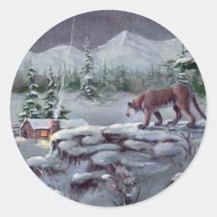 COUGAR WATCHING by SHARON SHARPE Classic Round Sticker