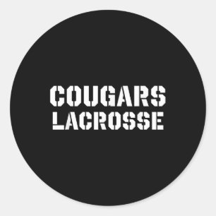 Cougars Lacrosse Vintage Clic Lax Mascot Team Gear Classic Round Sticker