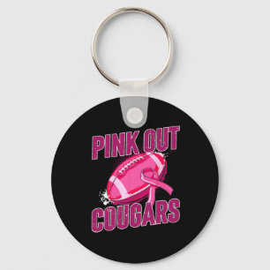 Cougars Pink Out Footbyll Tackle Breast Cancer Keychain