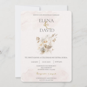 Couleur beige Faire-part de mariage espagnol
