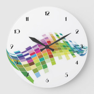 Couleur Cube Pixels Mur Blanc Horloge