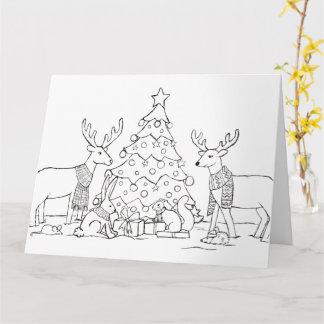 Couleur de la carte de Noël animale