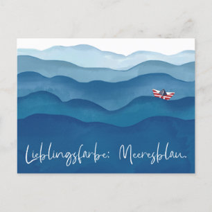 Couleur de la mer Carte postale bleue à l'aquarell